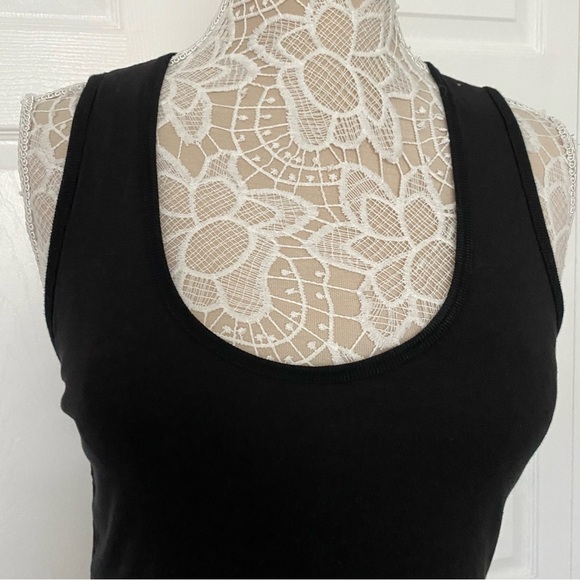 DEREK LAM IO CROSBY Black Sleeveless Cotton Dress with Lace Hem M - Picture 5 of 16